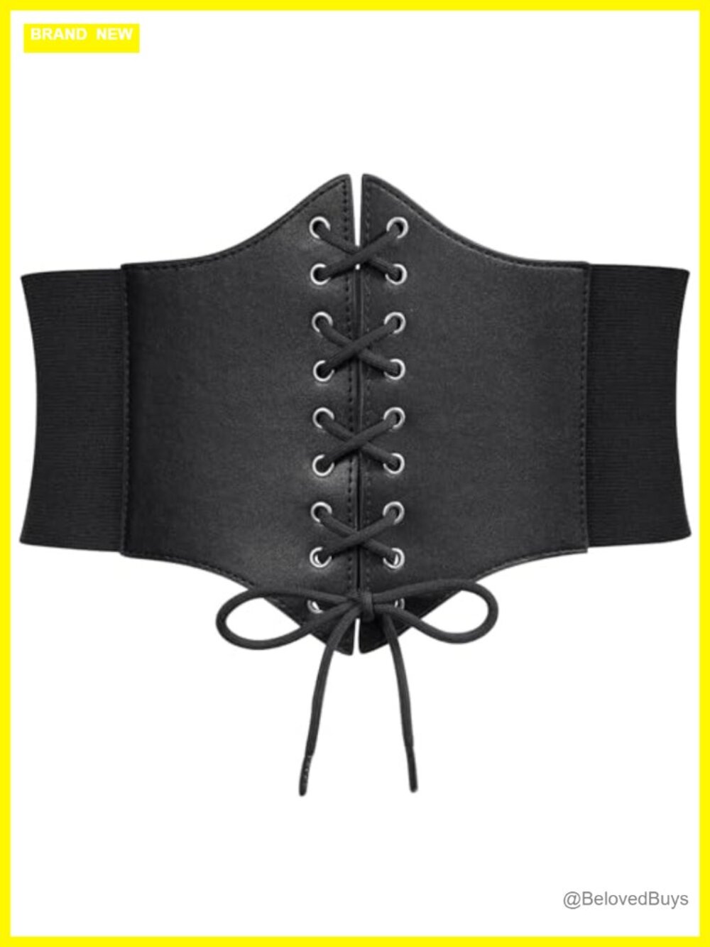 Faux Leather Lace-up Corset Waist Belt Women Vintage Elastic Wide Waspie